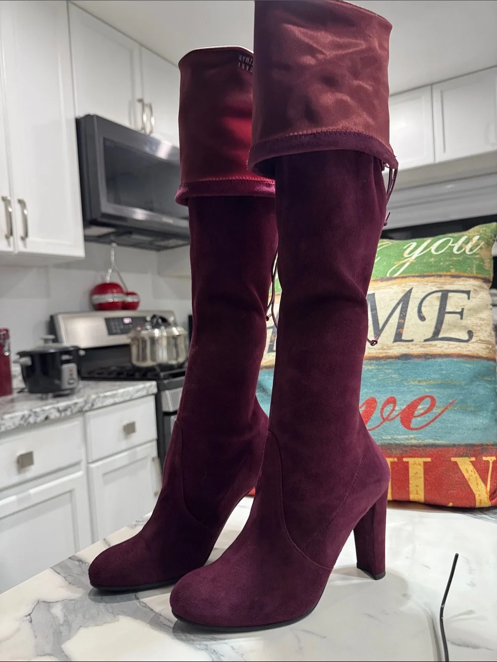 Stuart Weitzman Burgundy Over-the-Knee Suede Boots